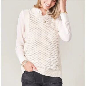 NWT $112 Spartina Annette Sweater vest in sand dollar - Size XS